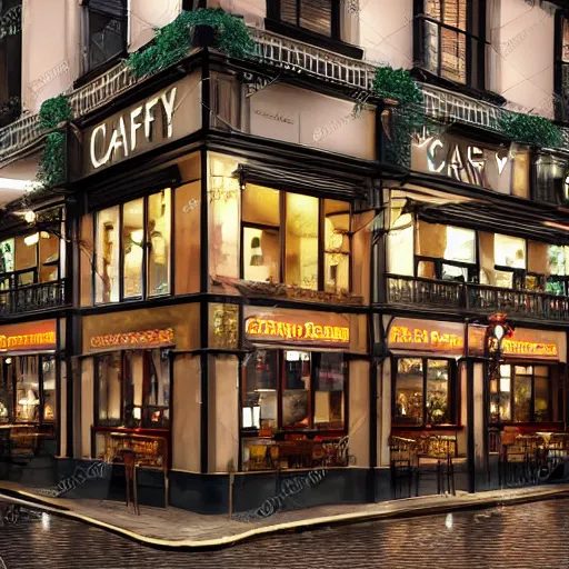 Prompt: busy cafe in a rainy victorian city, 8k, ultrarealistic, ultra hd, gloomy, photorealistic