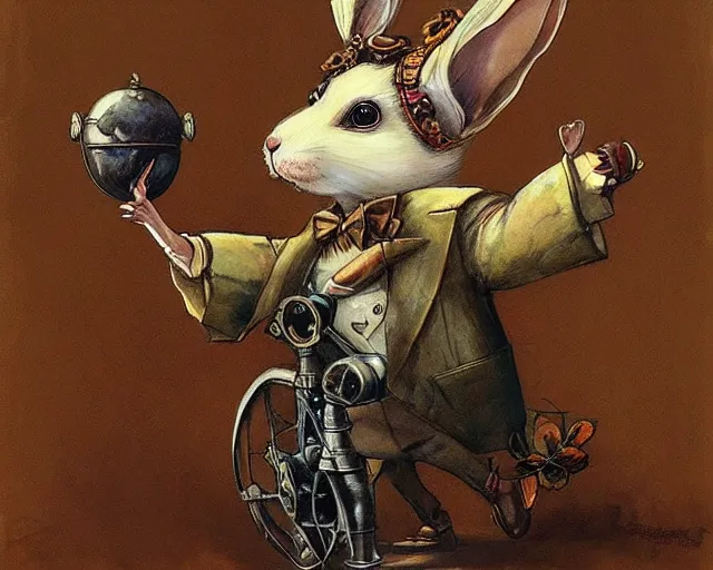 Image similar to steampunk rabbit waving hello by esao andrews