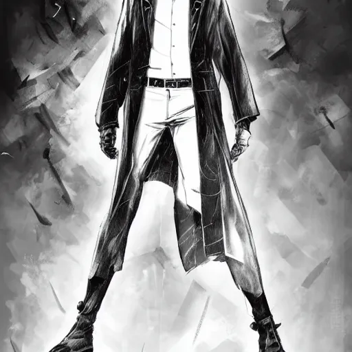 Image similar to Levi Ackerman, elegant, 2d, ultra highly detailed, digital painting, smooth, sharp focus, artstation, black and white art by Takehiko Inoue, by Tsutomu Nihei