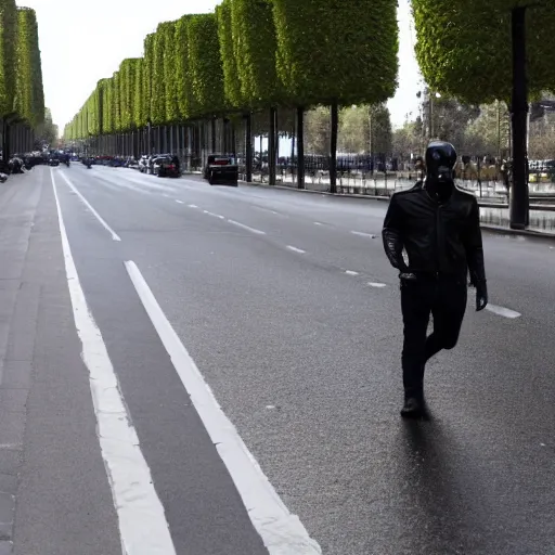 Image similar to T-800 walks in the avenue des champs elysée