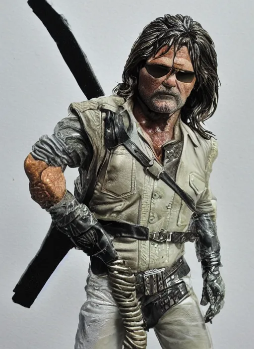 Prompt: Kurt Russell as Snake Plissken Escape From New York, Movie Inspired, mixed media, tritone