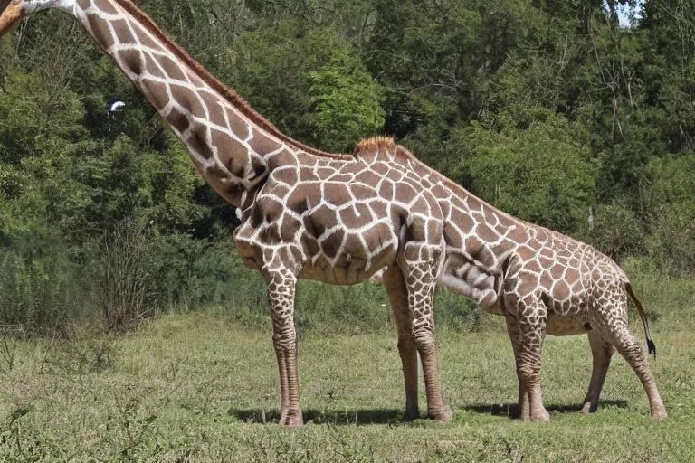 Prompt: a giraffe hippo hybrid