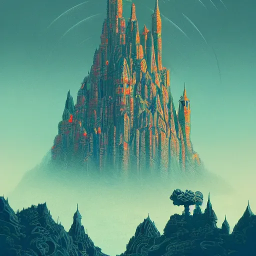 Image similar to a castle in the clouds by Kilian Eng, intricate, detailed, trending on artstation