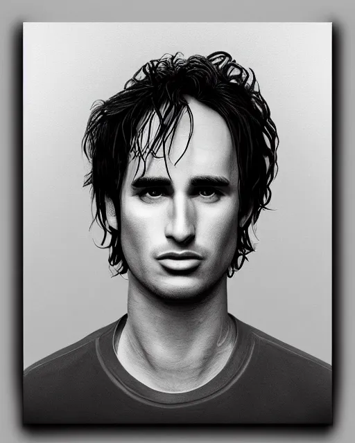 Prompt: Super realistic version of Jeff Buckley, symmetrical face, photo realistic, detailed , headroom, 8k, unreal engine 5, hyper realistic, artgerm, trending on artstation