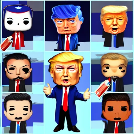 Prompt: donald trump as a funko pop, digital art, concept art, gemmy woud binnendijk, nixeu, artgerm