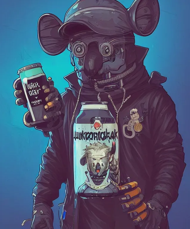 Image similar to a portrait of an anthropomorphic cyberpunk koala holding a 4 0 oz beer, cyberpunk!, fantasy, elegant, digital painting, artstation, concept art, matte, sharp focus, illustration, art by josan gonzalez