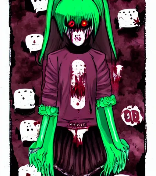 Image similar to horror acid colors, a dark picture comic featuring blood horror and goth anime girls, anime vampires, evil horror vibes