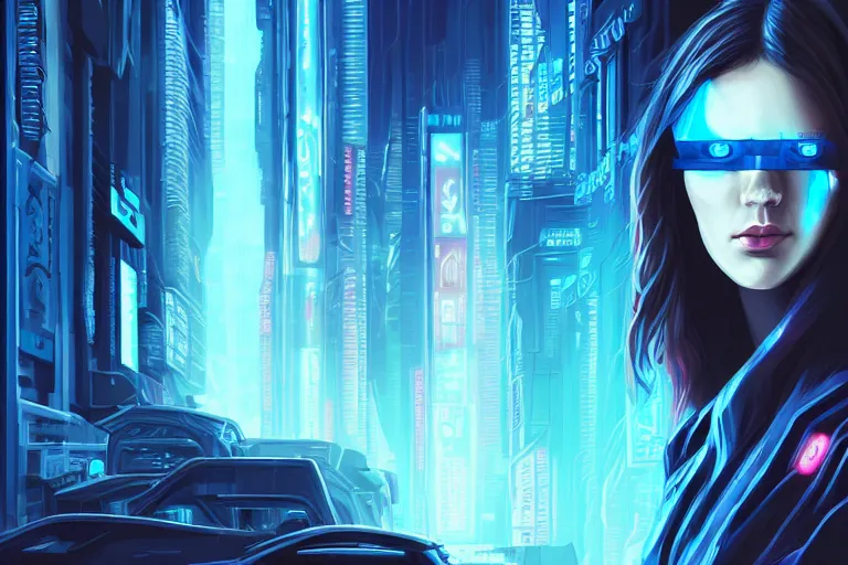 Prompt: an extremely high quality hd, a digital painting of a woman with blue eyes, cyberpunk art by dan mumford, behance contest winner, pixel art, pixelart, poster art, lovecraftian, 8 k, ultra realistic, very realistic