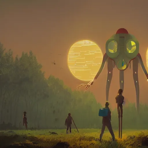 Image similar to angels by simon stålenhag, very highly detailed, award winning, rendered by Beeple, by Makoto Shinkai, syd meade, digital art, unreal engine, blender, WLOP, trending on artstation, 4K UHD image, octane render