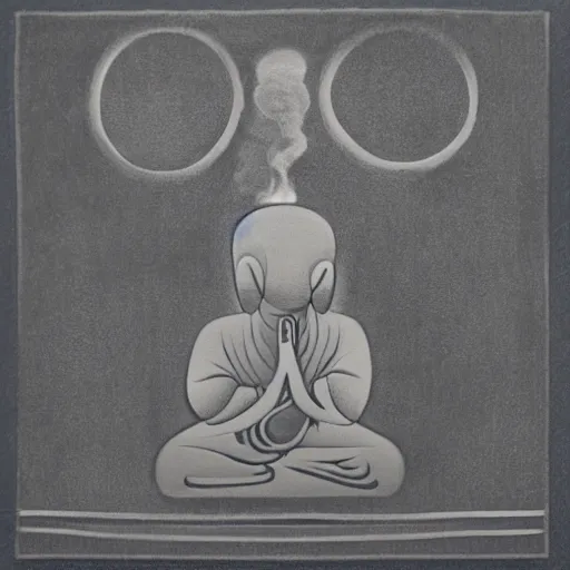 Image similar to symmetrical zen monk with steam from ears