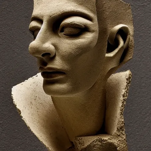 Prompt: surrealism sculpture by enrico ferrarini, face