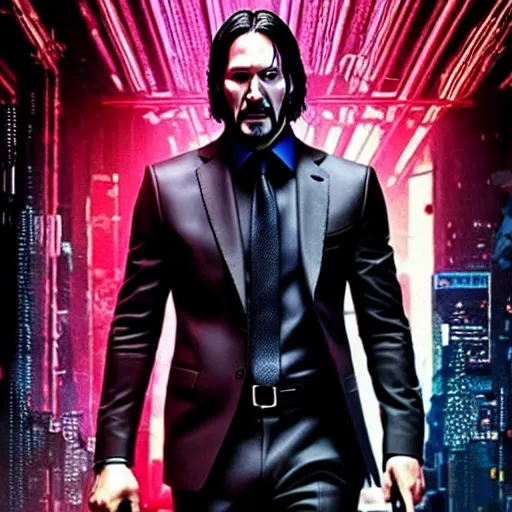 Prompt: john wick, cyberpunk style