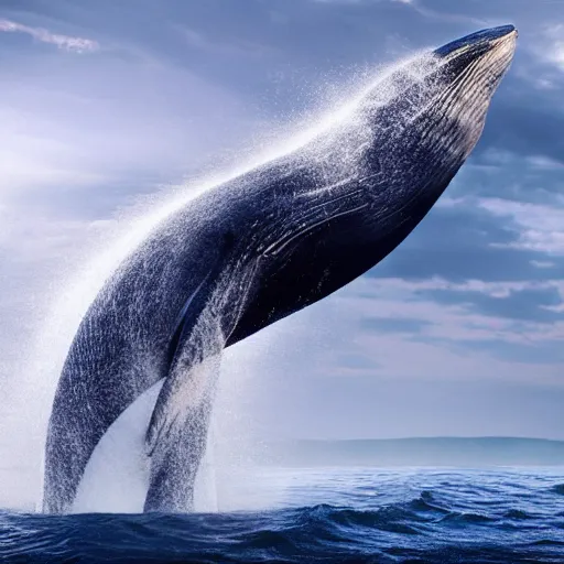 Prompt: photo by national geographic, a stunning blue whale completely covered and wearing a long billowing flowing white silk sheet, swimming through the ocean, backlit, 4 d, 4 k, volumetric lighting, photorealistic, light ray, hyperdetailed