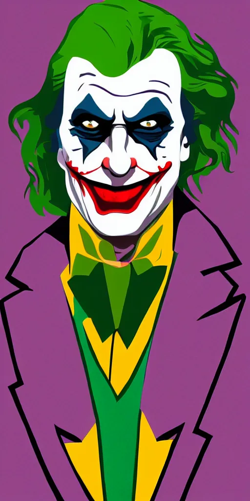 Image similar to the joker. illustration. multicolored. by tom whalen.