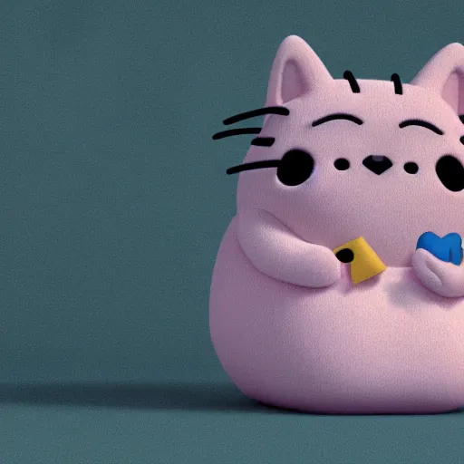 Prompt: Kirby as Pusheen the cat as a pokemon, cute, 3d render, octane render