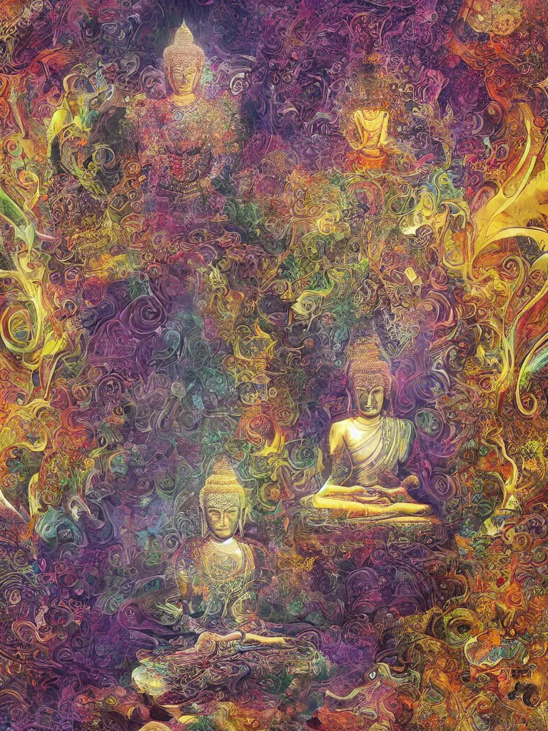 Prompt: buddha realm of samskara by android jones