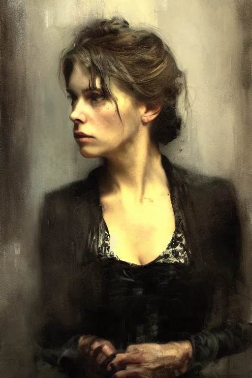 Prompt: detailed cinematic moody colors studio portrait of the memories of a victorian lady with a sensual pose, high quality by jeremy mann, only one head single portrait