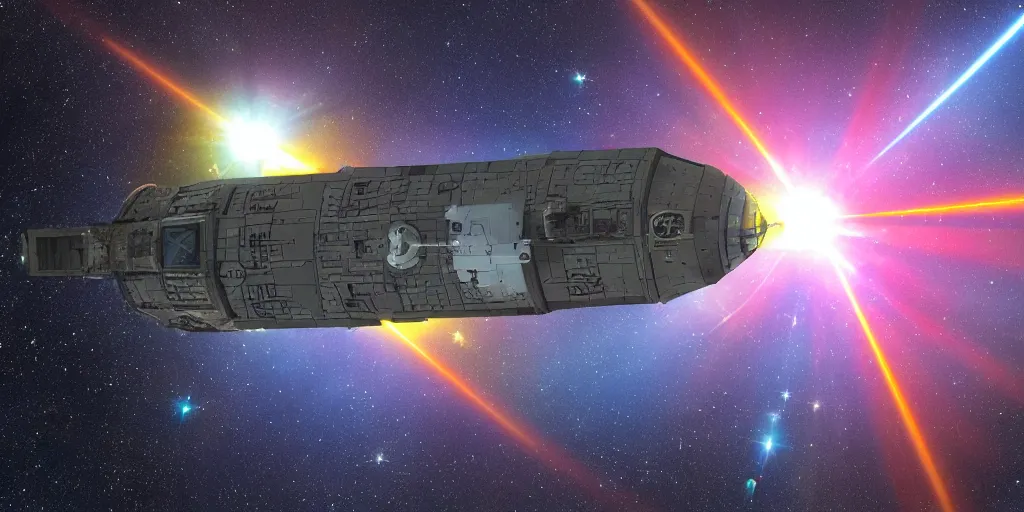 Prompt: spaceship laser battle in the style of the Hubble Space Telescope,