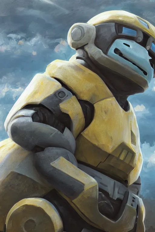 Prompt: snorlax playing as master chief, oil on canvas, intricate, portrait, 8 k highly professionally detailed, hdr, cgsociety