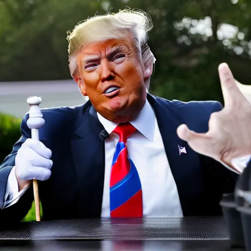 Prompt: Donald trump hitting a bong