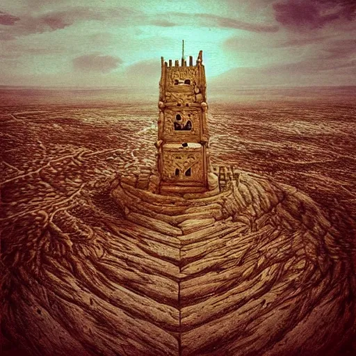 Prompt: “tower in desert, epic fantasy, highly detailed, panoramic, atmospheric, intricate, highly defined”