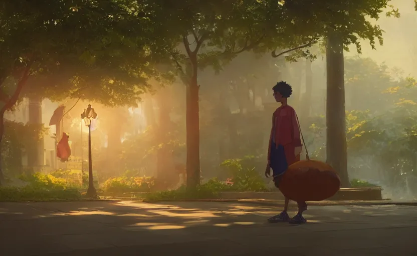 Image similar to a film still Salvador Bahia, medium shot, waist up, studio Ghibli, Pixar and Disney animation, sharp, Rendered in Unreal Engine 5, anime key art by Greg Rutkowski, Bloom, dramatic lighting