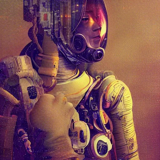 Prompt: hyperrealistic portrait of a venus monster astronaut, full body portrait, well lit, intricate abstract. cyberpunk, intricate artwork, by Tooth Wu, wlop, beeple. octane render,in the style of Jin Kagetsu, James Jean and wlop, highly detailed, sharp focus, intricate concept art, digital painting, ambient lighting, 4k, artstation