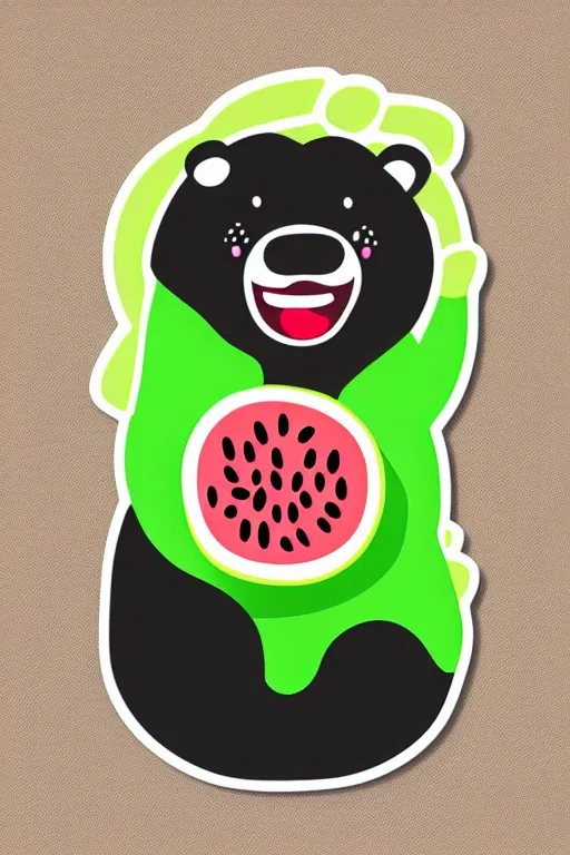 Image similar to Bear eating a watermelon, sticker, colorful, illustration, highly detailed, simple, smooth and clean vector curves, no jagged lines, vector art, smooth