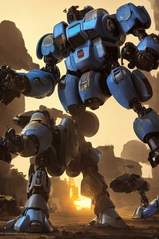 Image similar to mechwarrior 5 : mercenaries mech megaman transformer robot boss tank engine game octane render, 4 k, hd 2 0 2 2 3 d cgi rtx hdr style chrome reflexion glow fanart, global illumination ray tracing hdr fanart arstation by ian pesty by jesper ejsing pixar and disney unreal zbrush central hardmesh