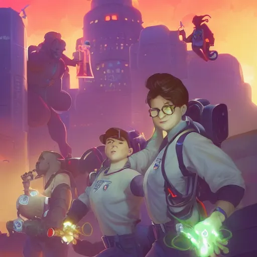 Image similar to hero world ghostbusters, behance hd by jesper ejsing, by rhads, makoto shinkai and lois van baarle, ilya kuvshinov, rossdraws global illumination