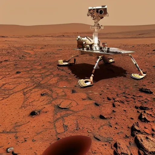 Prompt: mark rutte cleaning up spilled coffee on mars