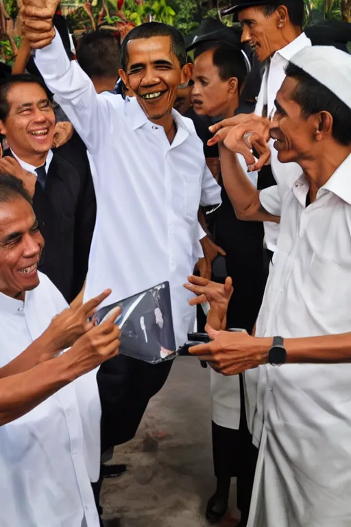 Prompt: jokowi im bathub with obama