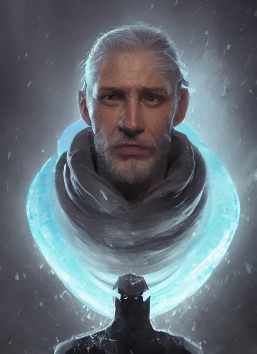 Image similar to portrait, face of an ice wizard, dramatic lighting, cinematic, establishing shot, extremly high detail, photo realistic, cinematic lighting, post processed, concept art, artstation, matte painting, style by eddie mendoza, raphael lacoste, alex ross