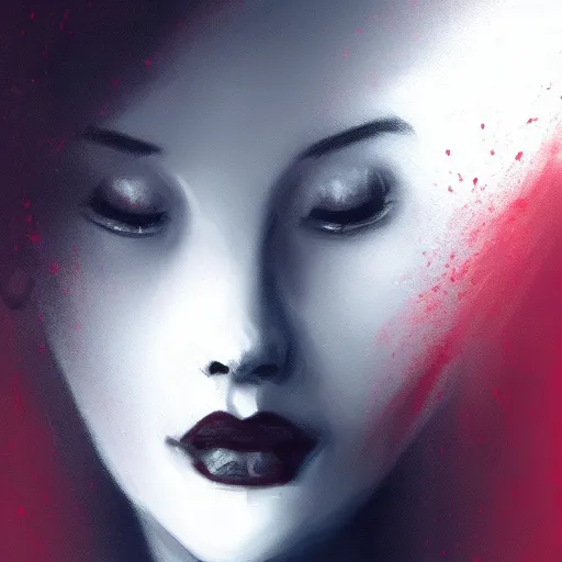 Prompt: shameless woman whis impudent facial expression, shadow of the cross, elegant, dark and mysterious, atmospheric, red, trending on artstation, highly detailed, digital painting, volumetric light, concept art, middle focus, illustration