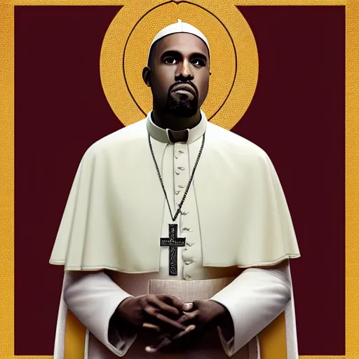 Image similar to pope kanye in the style of a grand theft auto 5 loading screen