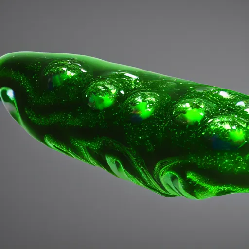 Image similar to a translucent blob of green slime with eyeballs floating in it supported by 100\'s of legs, 3d render, unreal engine, volumetric lighting, artstation