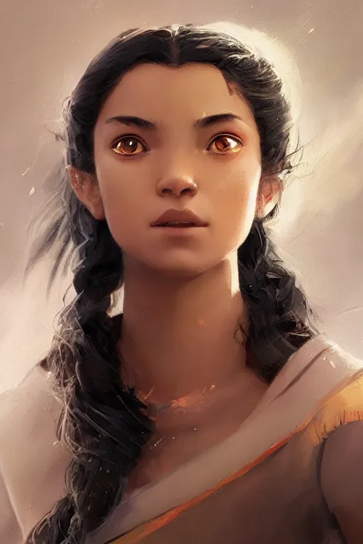 Prompt: katara from avatar, close - up portrait, intricate, elegant, volumetric lighting, scenery, digital painting, highly detailed, artstation, sharp focus, illustration, concept art, ruan jia, steve mccurry