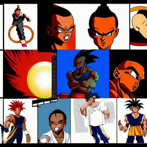 Prompt: kendrick lamar drawn in the style of dragon ball z