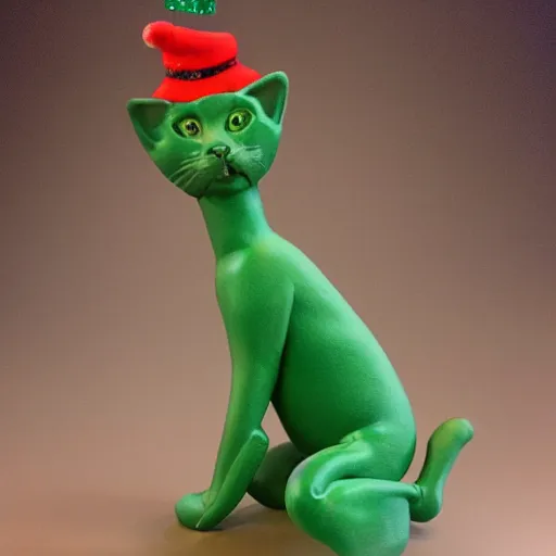 Image similar to New Margaret Le Van Alley Cats statuette, wearing festive clothing, full body render, museum quality photo