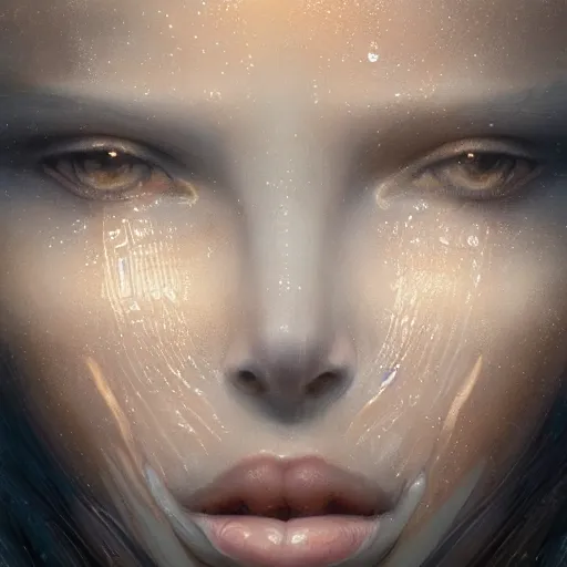 Image similar to a beautiful portrait of a water goddess with transparent skin by Greg Rutkowski and Raymond Swanland, Trending on Artstation, water background, ultra realistic digital art