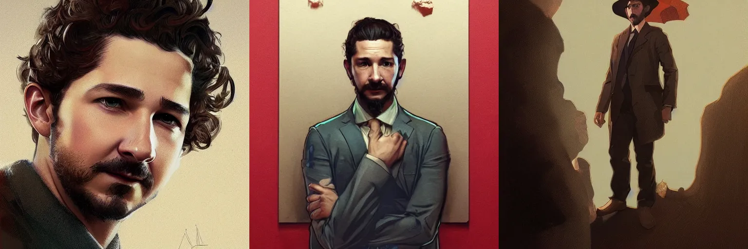 Prompt: portrait of Shia LaBeouf as a detective, highly detailed, digital painting, artstation, concept art, sharp focus, illustration, art by artgerm and greg rutkowski and alphonse mucha