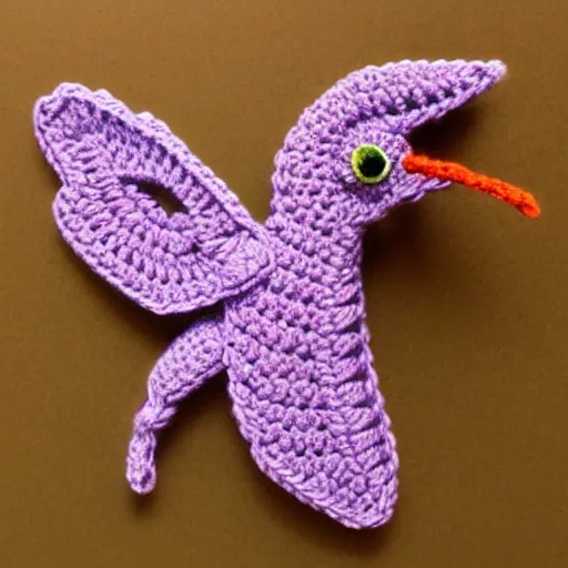 Prompt: a crochet hummingbird