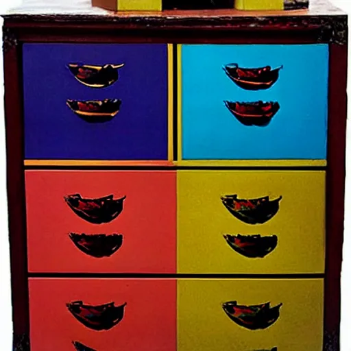 Prompt: andy warhol french chest of drawers