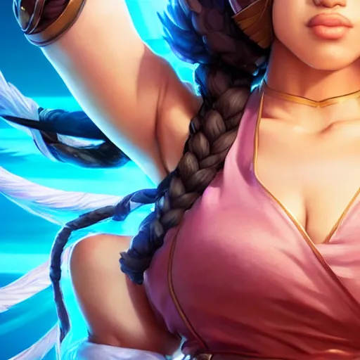 Image similar to pokimane as a street fighter character, cg animation, capcom, realistic, character select portrait, by artgerm, greg rutkowski, alphonse mucha, 3 d