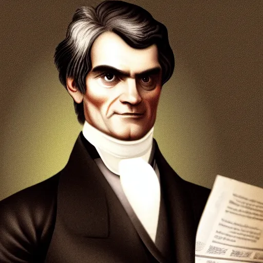 Prompt: United States Senator John C Calhoun as a teenage heartthrob digital art