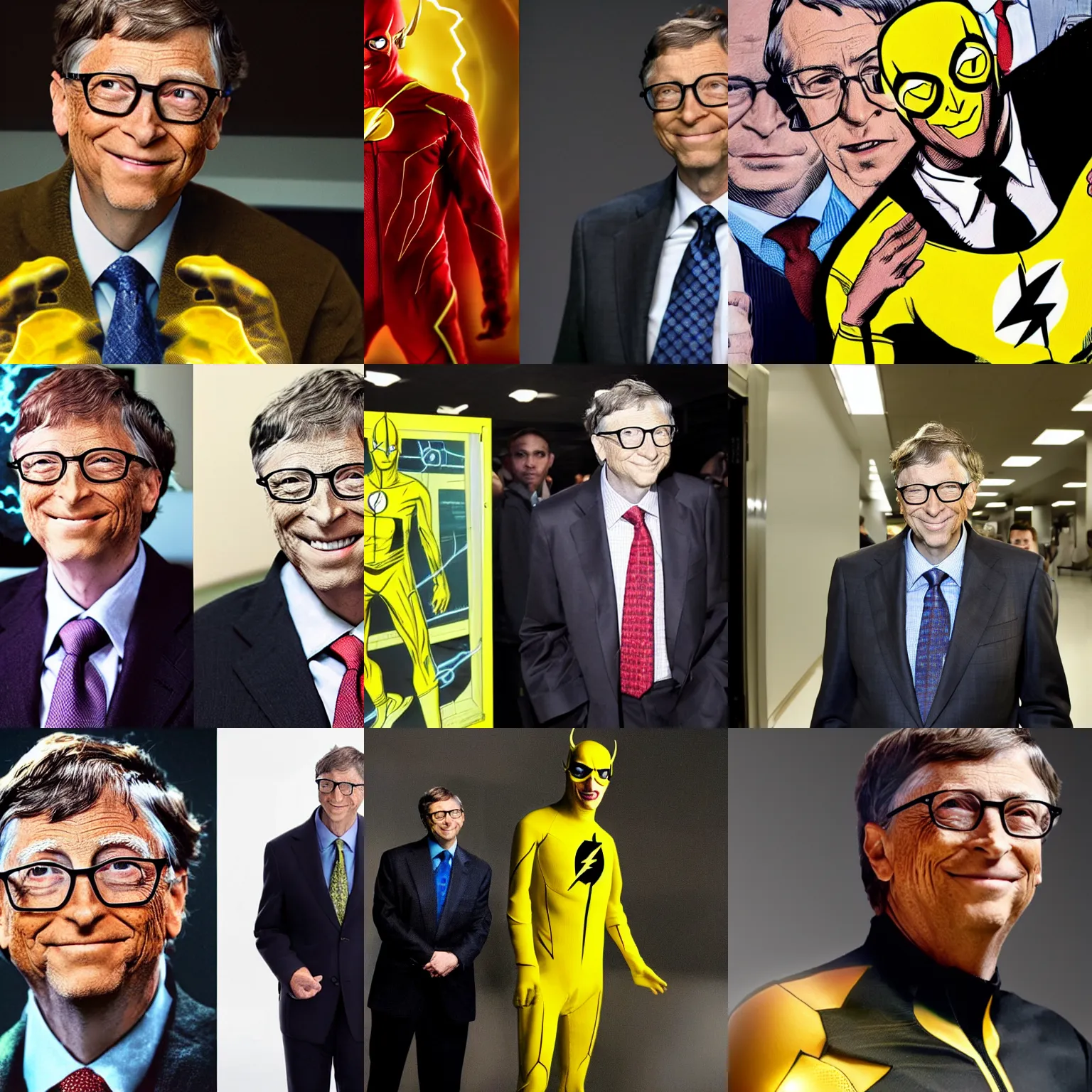 Prompt: Bill gates in a reverse flash suit