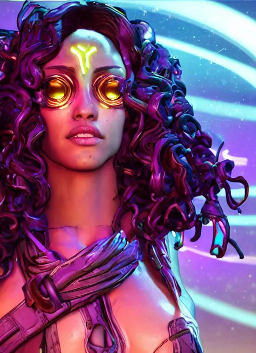 Prompt: glowwave portrait of curly hair muscular hot girl from borderlands 3, au naturel, hyper detailed, digital art, trending in artstation, cinematic lighting, studio quality, smooth render, unreal engine 5 rendered, octane rendered, art style by klimt and nixeu and ian sprigger and wlop and krenz cushart.