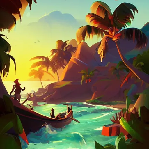 Image similar to painting treasure on sea of thieves game smooth median photoshop filter cutout vector, behance hd by jesper ejsing, by rhads, makoto shinkai and lois van baarle, ilya kuvshinov, rossdraws global illumination