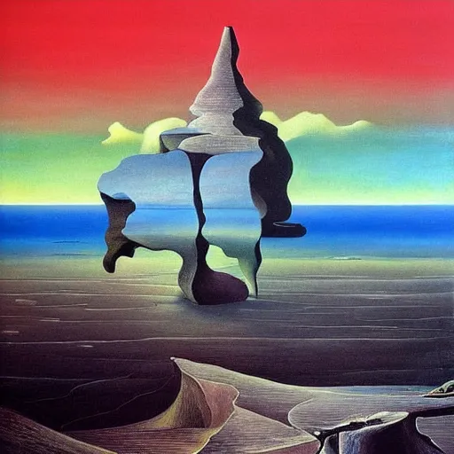 Image similar to different subjects painted by salvador dali!!!! different realm!, gigantic landscape!, cinematic, dark fantasy, acrylic palette, high detail, hyper realism!!, ray tracing, 4 k resolution, 8 k resolution!!, full hd, neon, realistic painting by salvador dali!!!!
