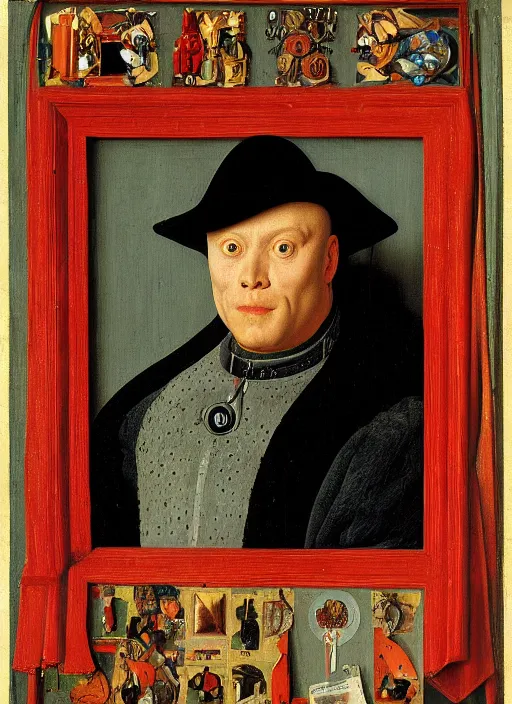 Image similar to a portrait of ED209 by Jan van Eyck